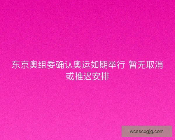 东京奥组委确认奥运如期举行 暂无取消或推迟安排