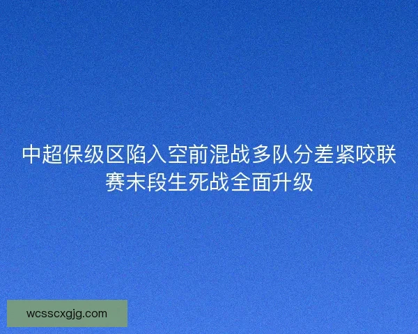 中超保级区陷入空前混战多队分差紧咬联赛末段生死战全面升级